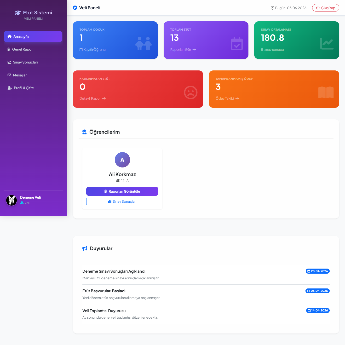 Etüt Randevu Sistemi - Online Etüt ve Öğrenci Takip Platformu